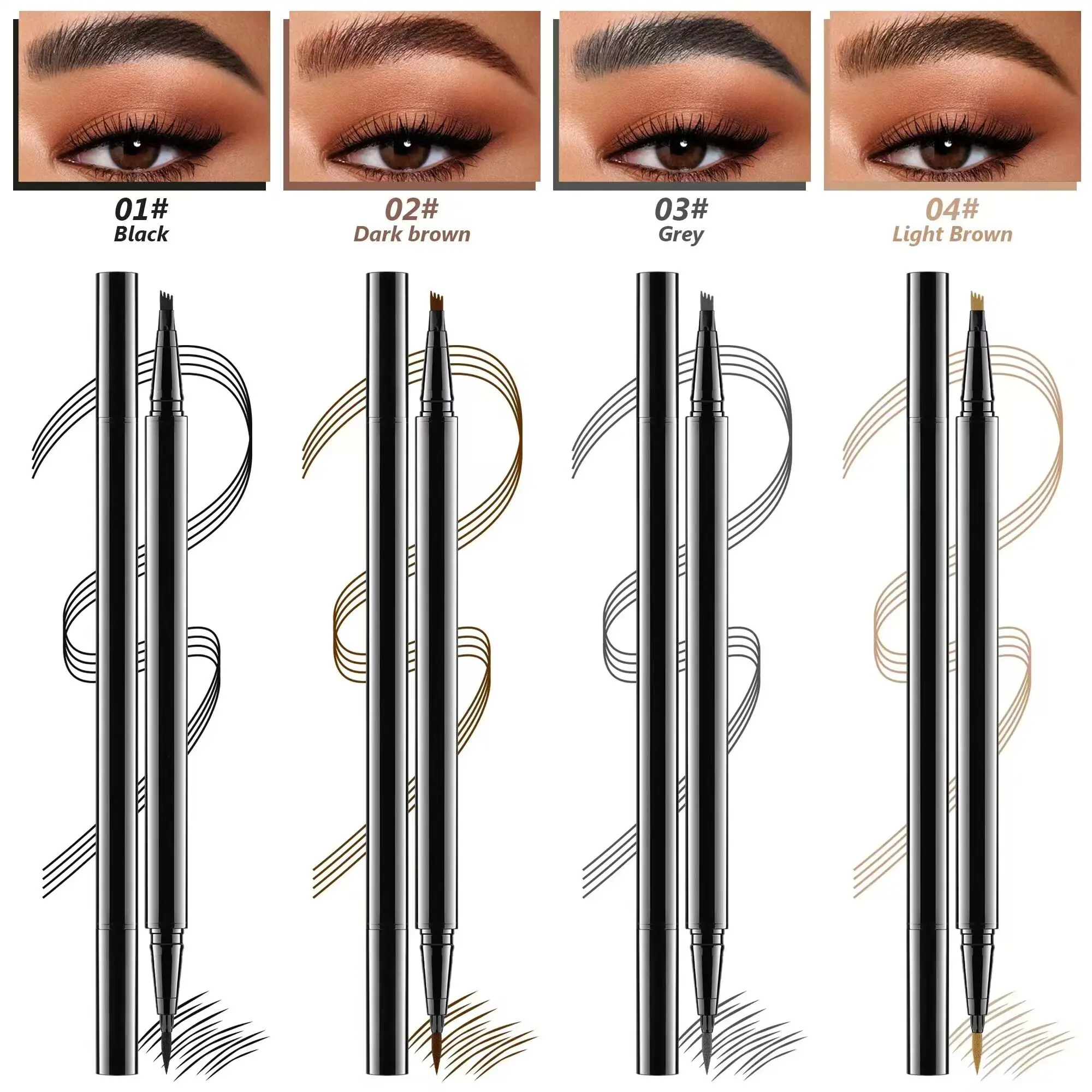 OEM Microblading Eyebrow Pencil Waterproof Fork Tip Tattoo Pen Private Label Eye Brow Pencils Long Lasting Liquid Eyebrow Pen