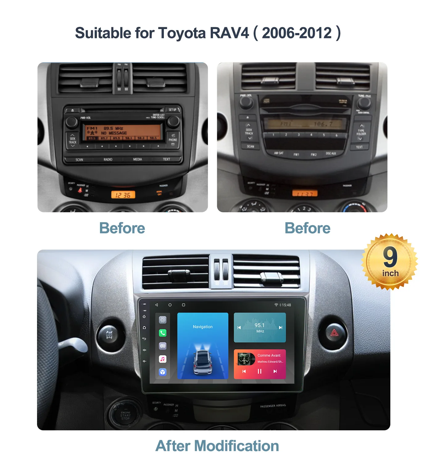  Автомобильный радиоприемник Android 10 0 QLED экран для Toyota RAV4 2006-2012 Авто стерео мультимедийная навигация видеоплеер GPS Carplay NO 2