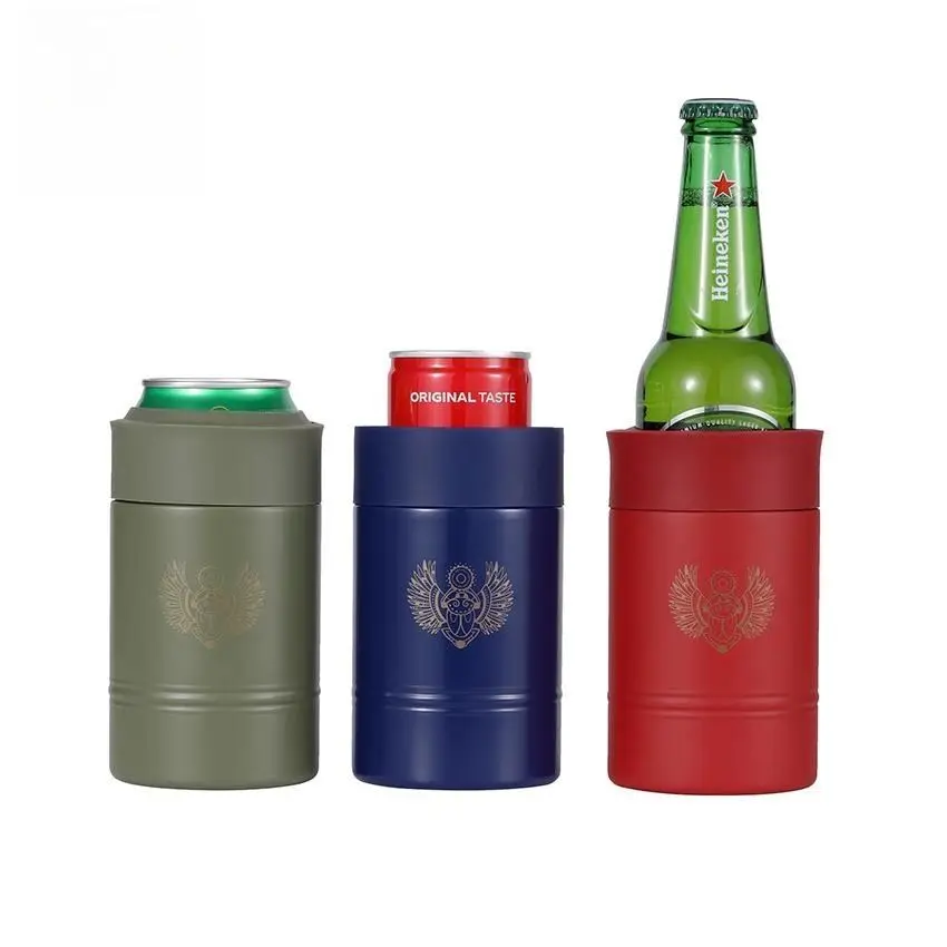 Custom Stainless Steel Double Wall Vacuum Insulated 12oz Cans Cup Cooler Non-tipping Can Cooler Beer cola