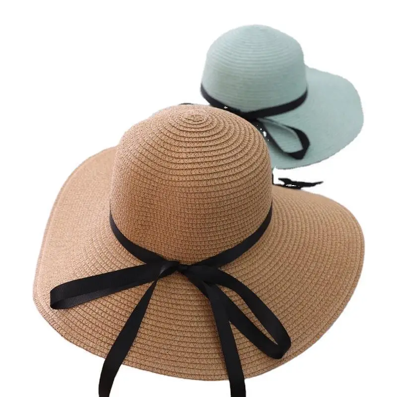 High quality custom fashion paper straw wide brim summer beach UV protection straw hats for women