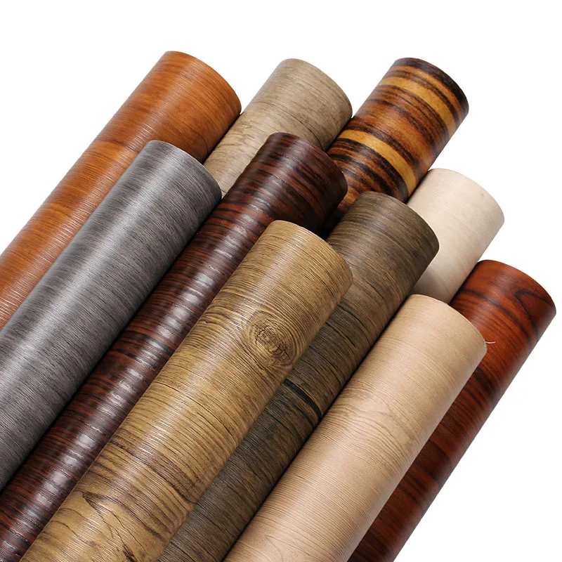 Natural Wood Texture PVC Decorative Film for Doors Self-Adhesive Vinyl Wall Paper 3D Home Contact Wallpaper Made of Plastic