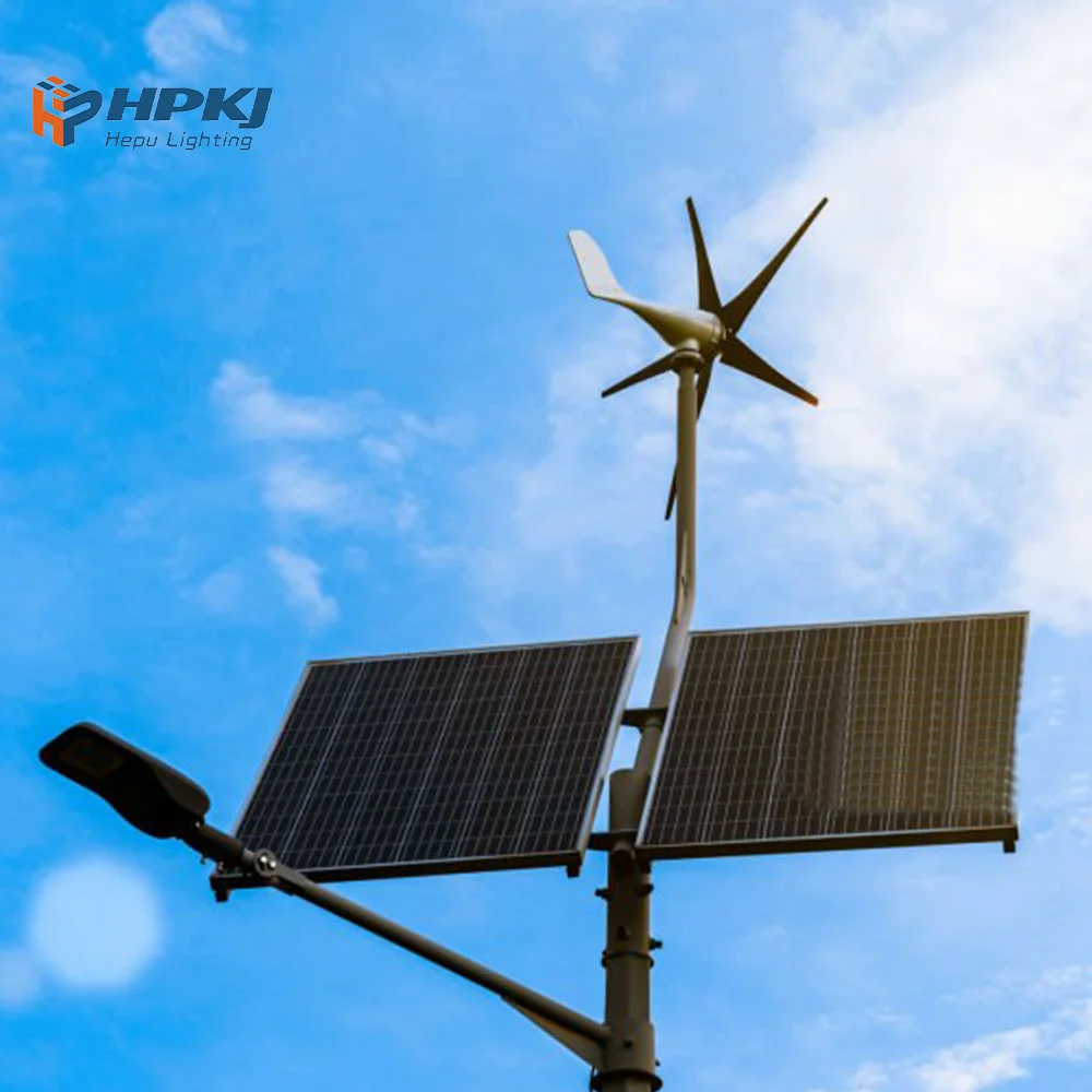Wind Turbine Farm Desert Park Wind and Solar Hybrid Powerpower Led Light 1KW 2KW 3KW 4KW 5KW Lithium Iron Phosphate 75 80 IP65