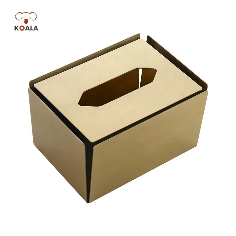 2020 Smart Luxury Brushed Golden Sus 304 Tissue Paper Box for Hotel