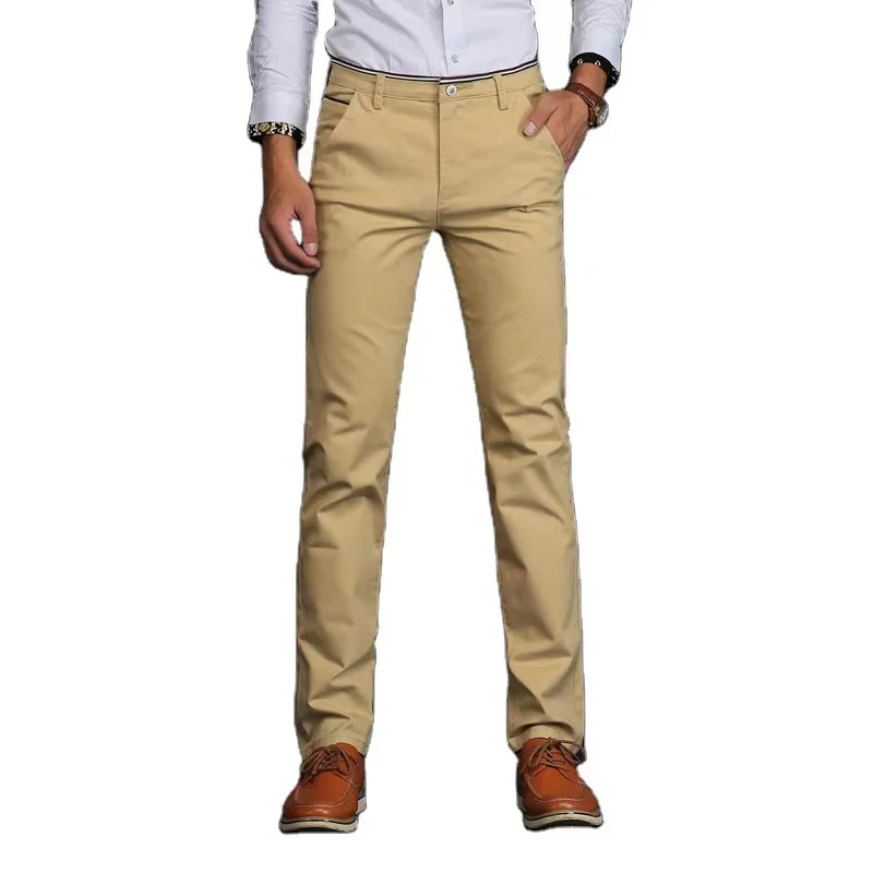 New popular Casual Pants Men New Business Fashion slacks Elastic Straight Trousers Male Brand Gray Khaki Navy chino pants