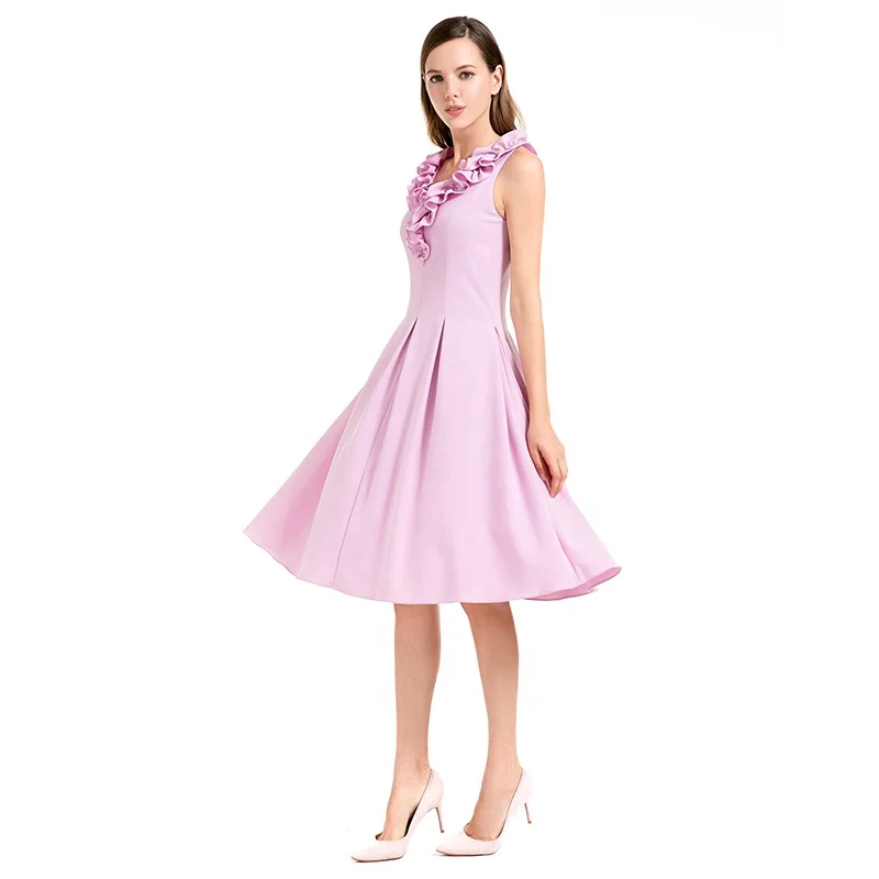 D004 Elegant Sleeveless Long flower V neck  red pink elegant Christmas prom gown dress factory for women