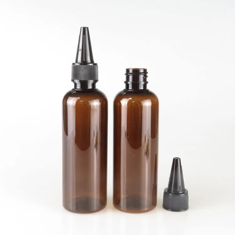 Empty Container Plastic Cosmetic Sharp Mouth Squeeze Bottle Pet Plastic Bottle With Twist Cap