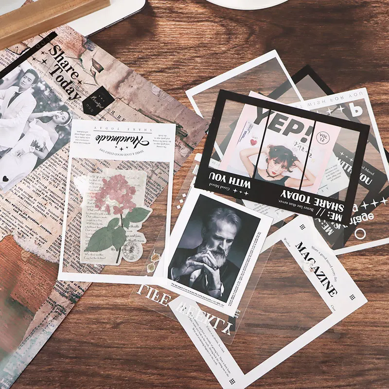 15sheets Vintage Photo Film Frame PET Sticker Package DIY Diary Junk Journal Decoration Label Stickers Album Scrapbooking
