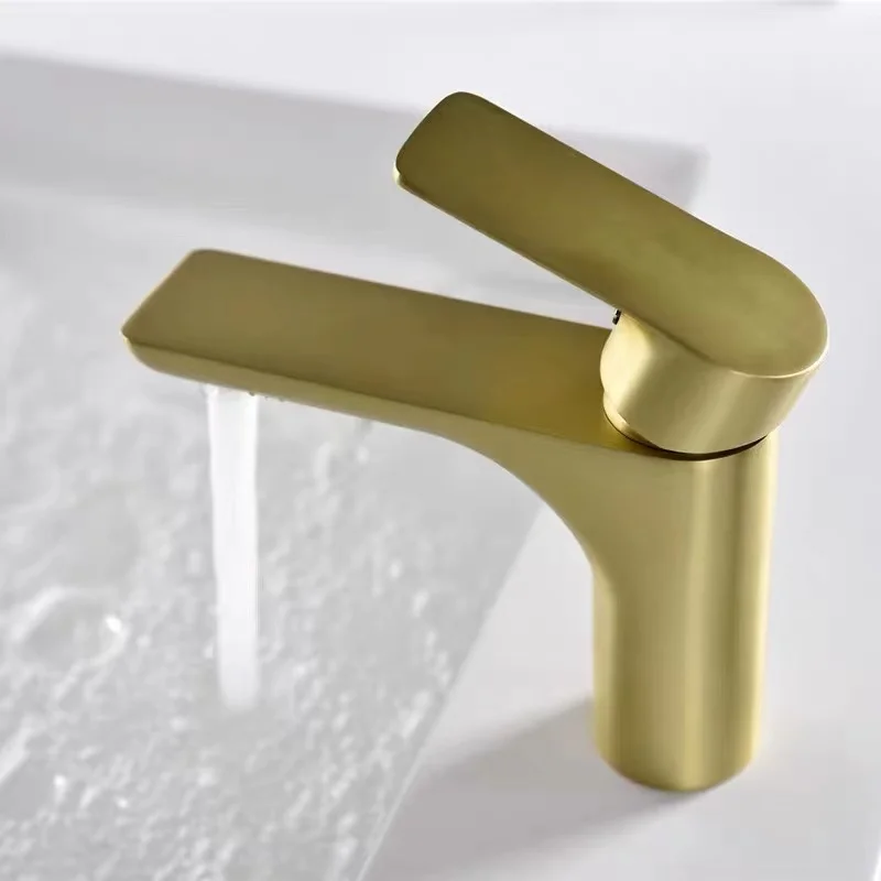Luxury 5 Stars Hotel Standard Mixer Stainless Steel Tap Countertop Brush Gold Wash Basin Lavabo Faucet For Bathroom