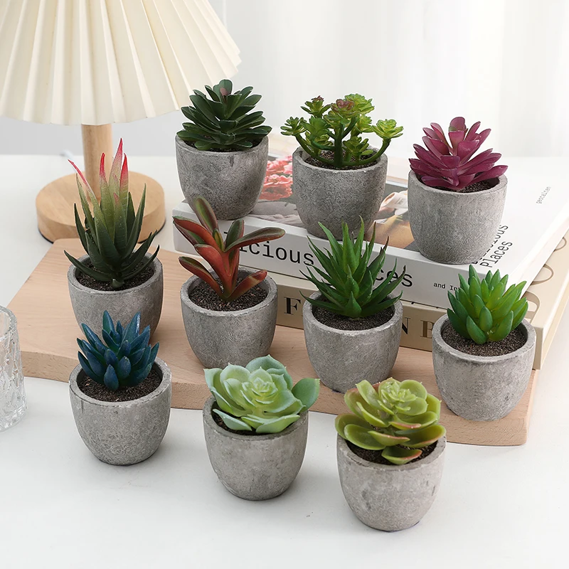 Mini Artificial Succulents DIY Meaty Artificial Plants Paper Pulp Vase for Artificial Greenery