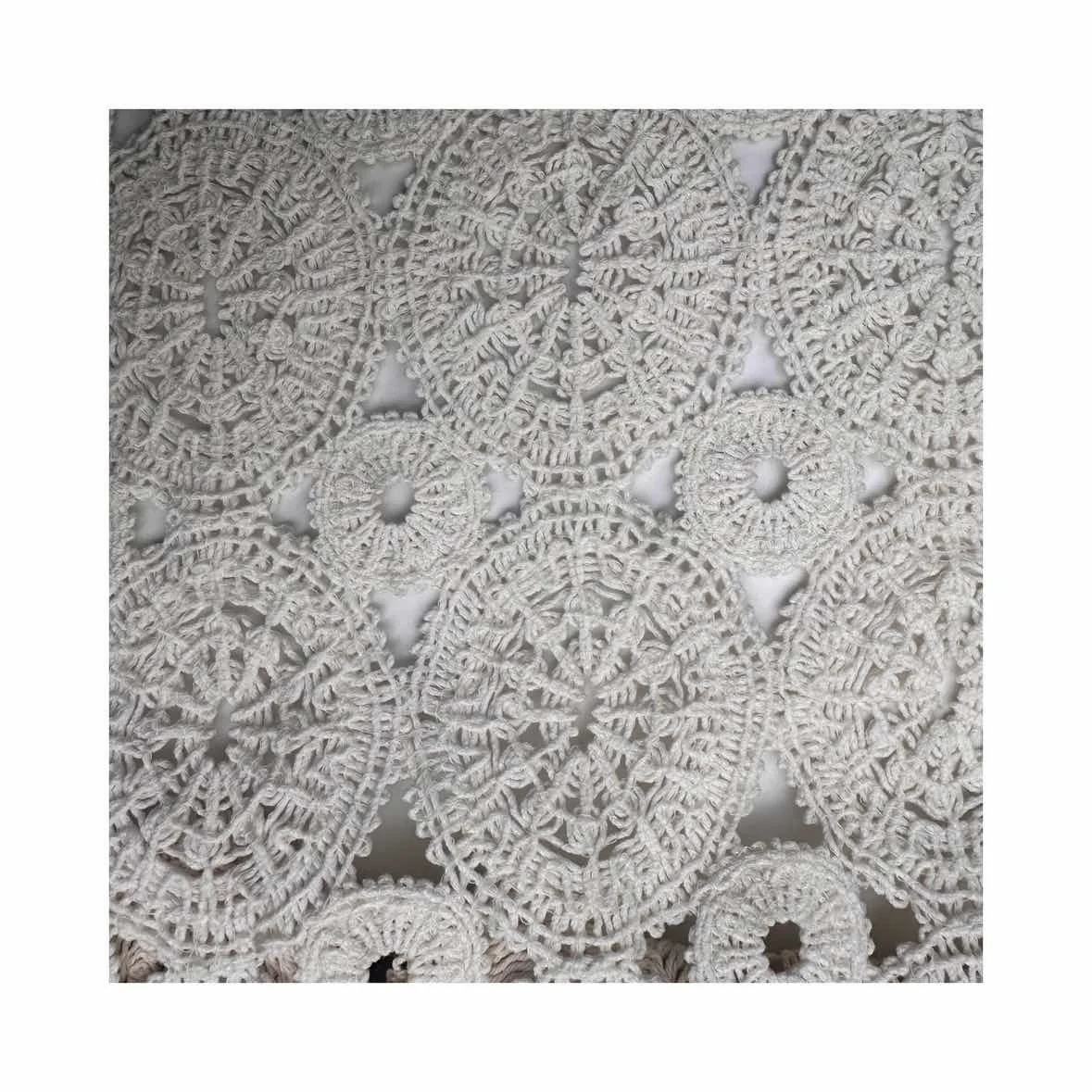 Manufacture 100% Cotton White Rope Guipure Crochet Embroidery Lace Fabric For Shits&Cardigan