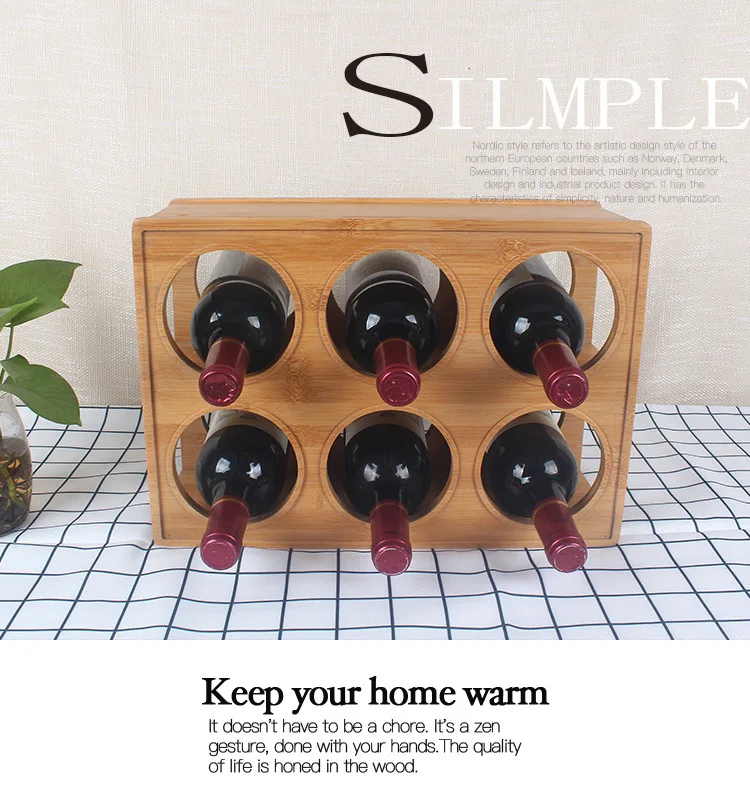 Wine Rack Desktop Compact Type Saving Space and Assembling Independent Bamboo