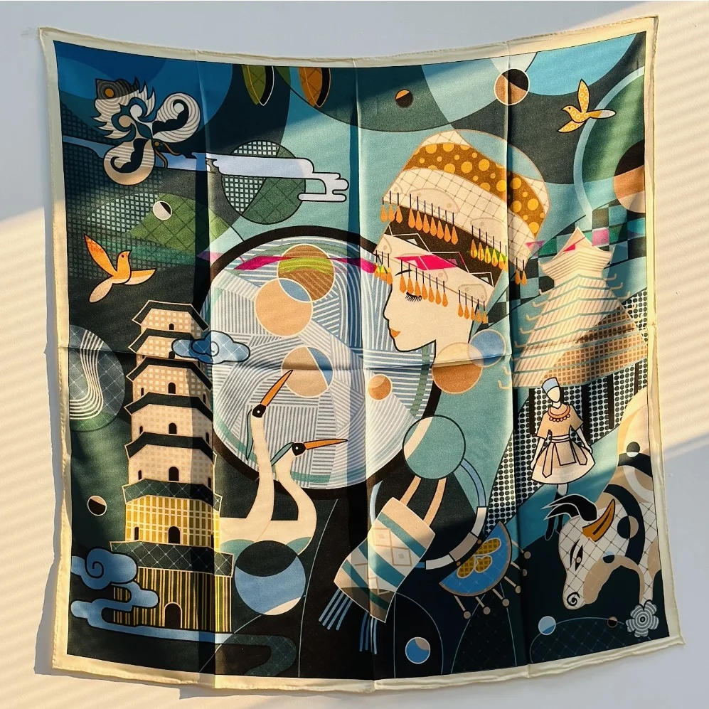 Factory Manufacturing 100 Pure Silk Women Square Printed Silk Scarves Customized Girl Style Packing