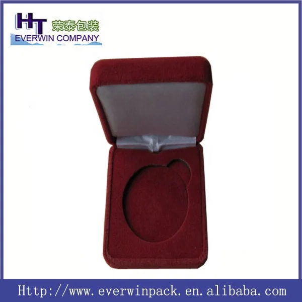 hot sale flocking elegant cheap coin box velvet medal box
