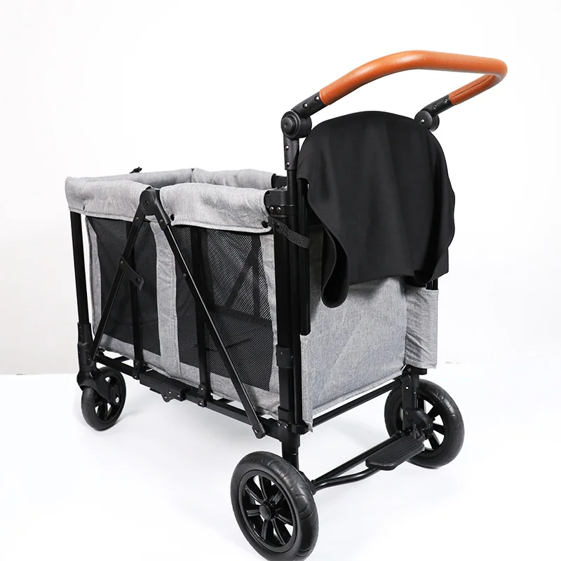 Prodigy Outdoor Luxury Travel Camping Folding Hevy Duty Twin Baby 2 Seats Wagon Stroller With Canopy Storage Box