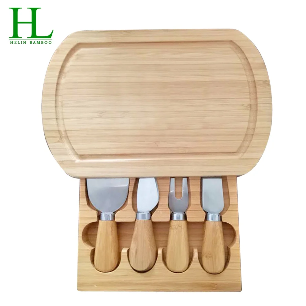 Hot sale Bamboo Cheese Cutting Board Set With Knives for kitchen tool Wholesale