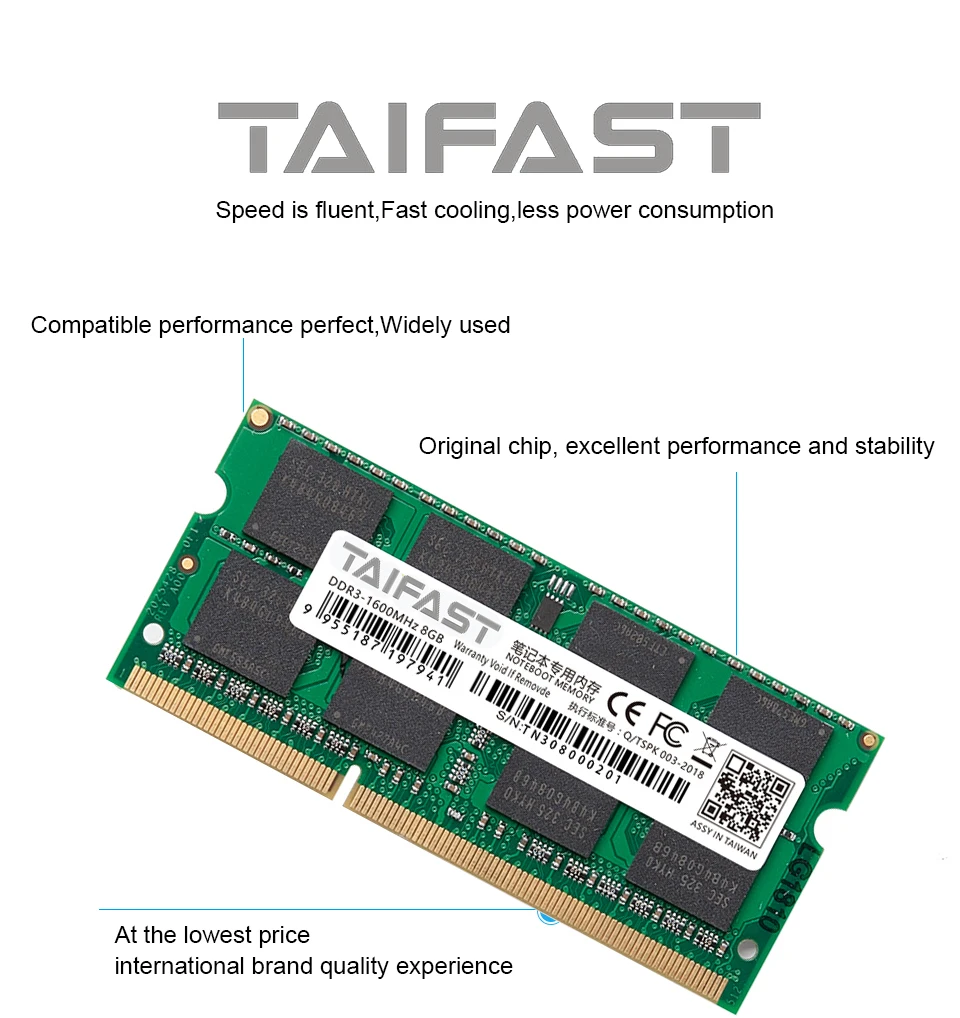  2GB/4GB/8GB/16GB 1333MHZ/1600MHZ ноутбук DDR3 Taifast Память Ram для ноутбука компьютера Заводская розетка договорная высокое