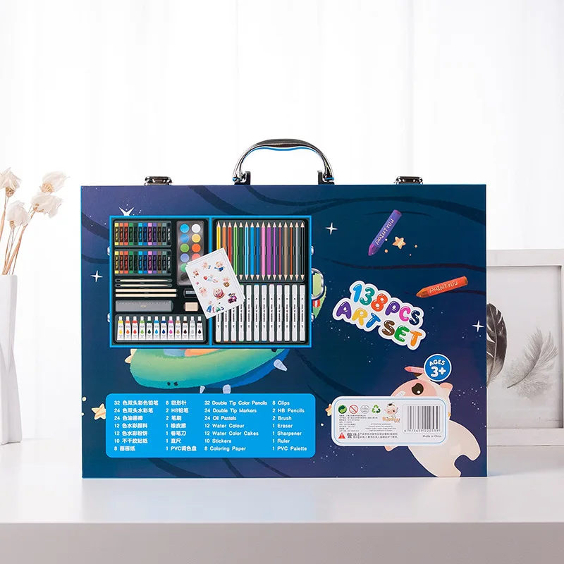 Drawing Art Set Painting Drawing Supplies 138 Pcs For Kids Box Artist Printing Art Set  Kids Stationery Gifts Promotion Market