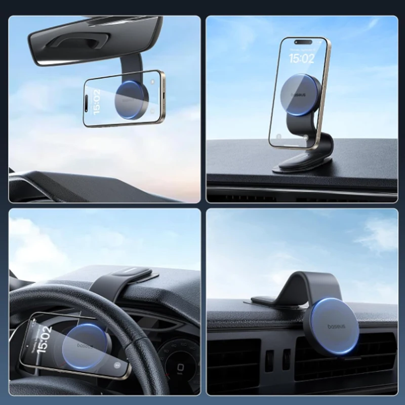 Car mount 25N magnetic car phone holder compatible with iPhone 15 14 13 12 Pro Plus Max Mini bendable memory titanium alloy