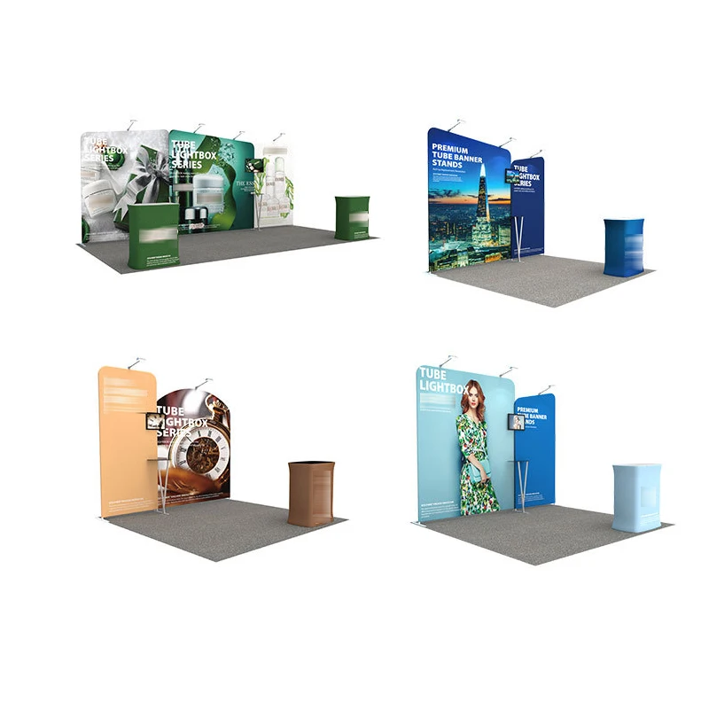 Standing Backlit Tension Fabric Modern Exhibition Light Box 20x20 Trade Show Booth Display