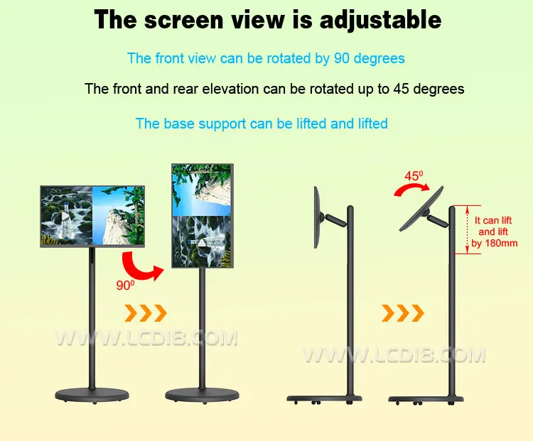 Battery operated 21.5 23.8 27 32 inch  Movable Digital Signage HD Touch Screen display With Android  for Home commercial use