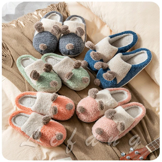 Hygeia Women Deer Elk Non-slip Soft Warm Winter Home Slippers Men Ladies Cute Indoor Bedroom Slippers