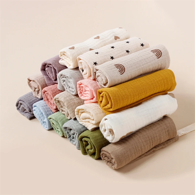 100% Natural Premium Cotton Baby Muslin Washcloths Soft Newborn Baby Face Towel Wash cloth for Sensitive Skin