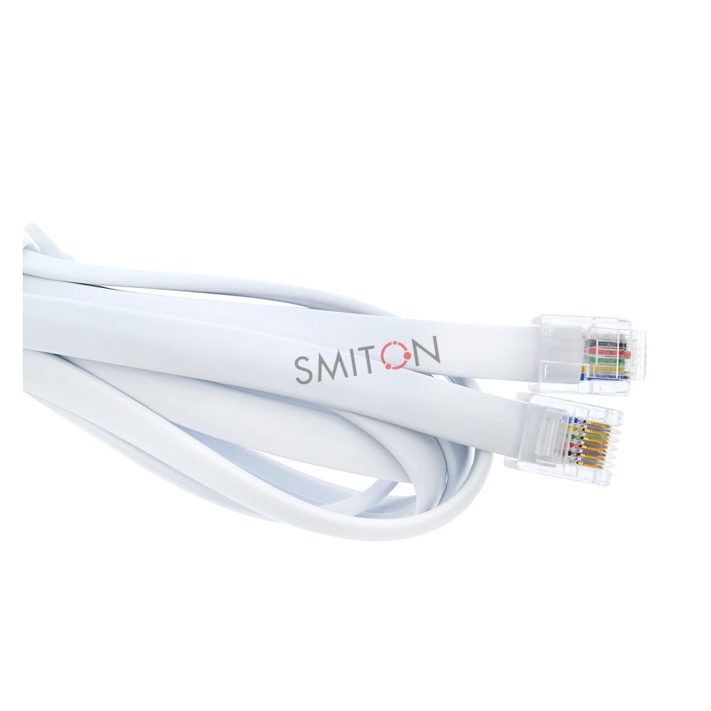 White Black 0.5m 1 meter 2m flat telephone cable with RJ12 connectors