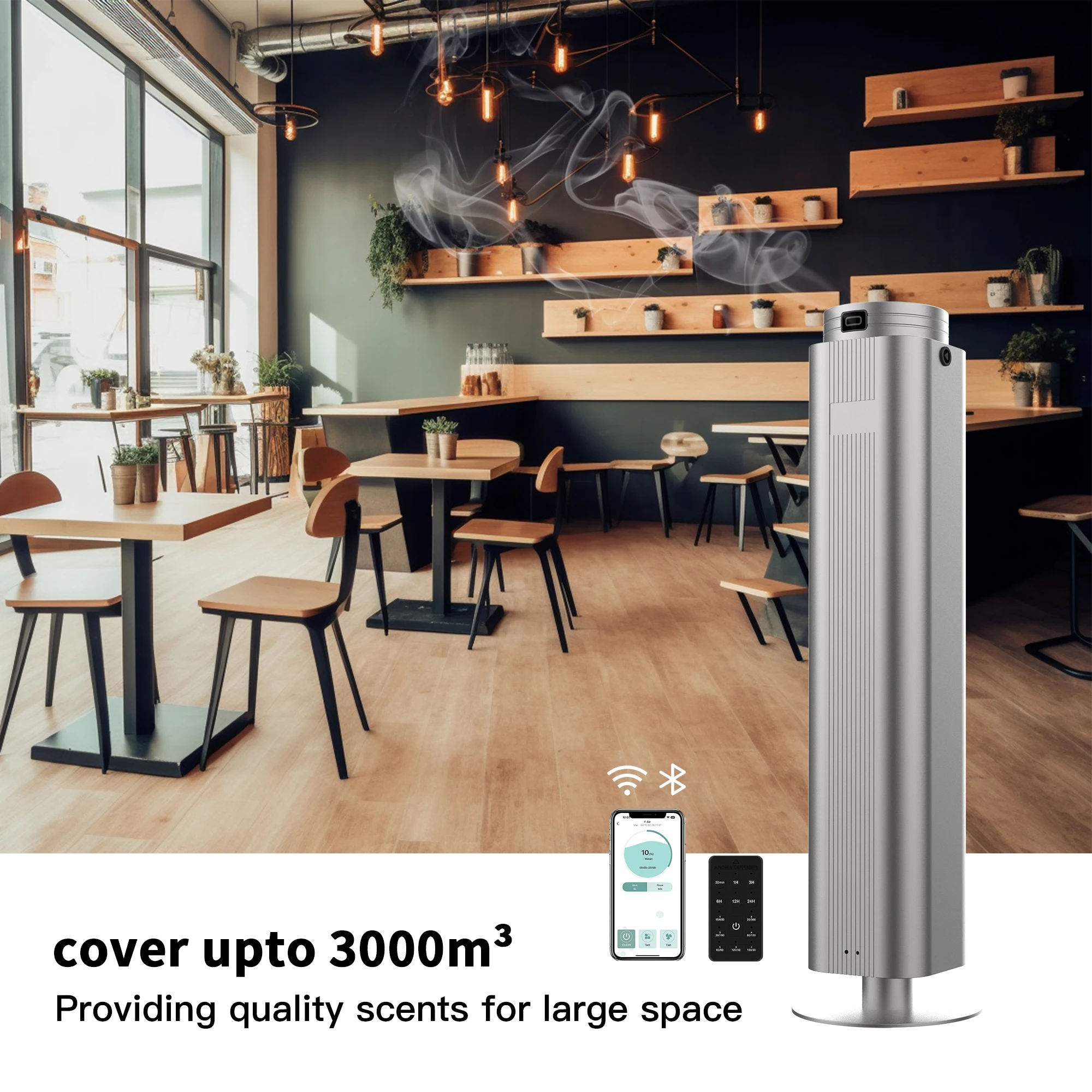 2024 Commercial Tower Large Area Waterless Oil Diffuser Aluminum Humidifiers For Large Room