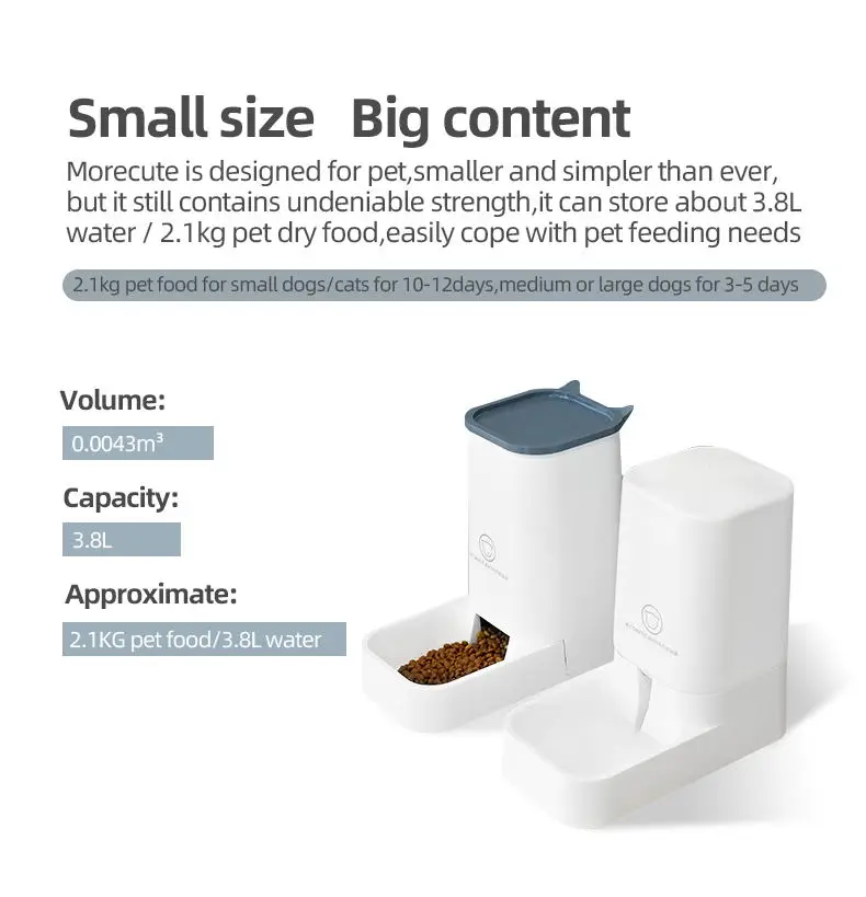 More Cute Pet RTS Pet Supplier Factory Auto Cat Dog Feeder  Low Price  Large Capacity Universal Pet Food Feeder Water Feeder