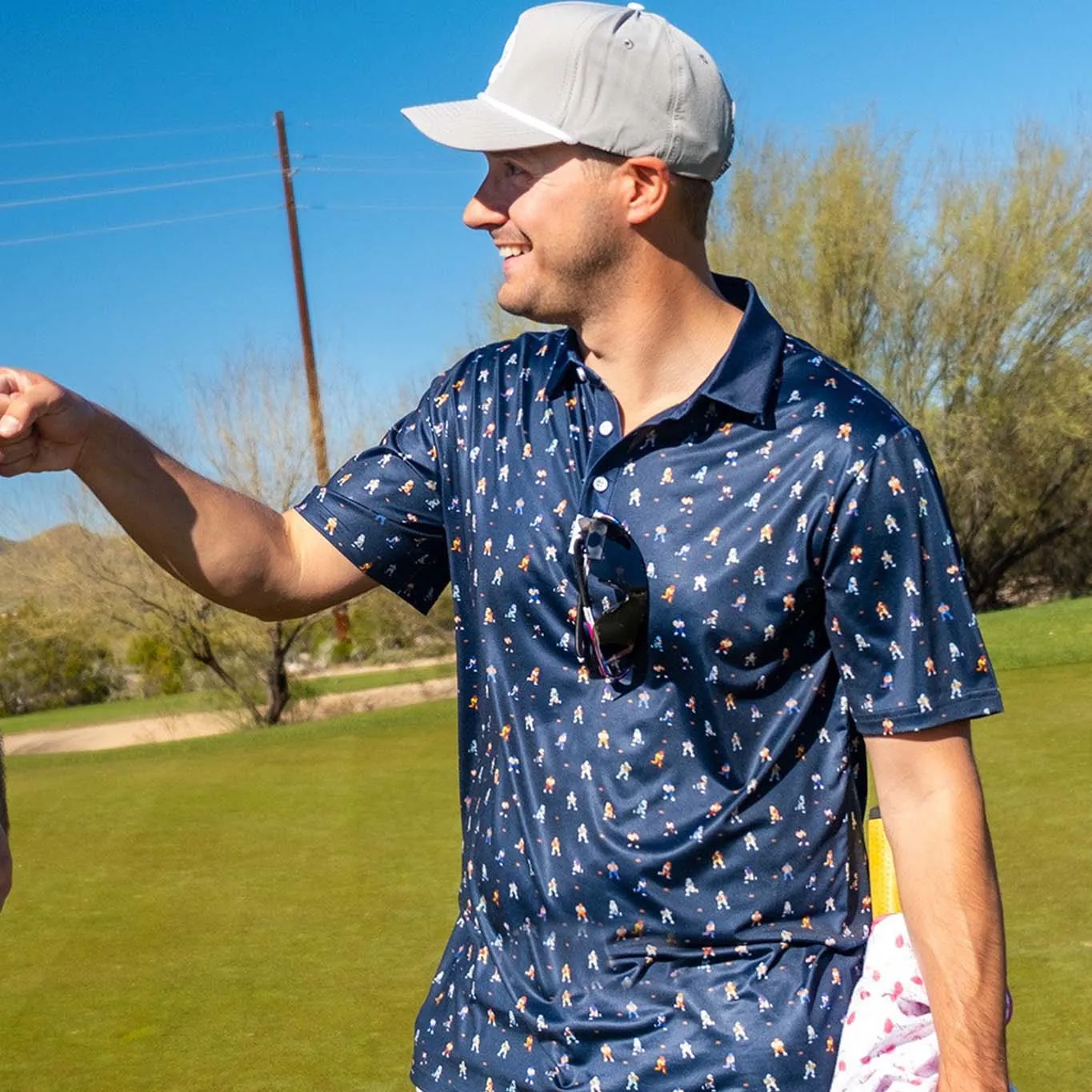 OEM design golf shirts pakistan hot selling quick dry-fit plain retro football pattern print funny golf clothes t shirts in bulk