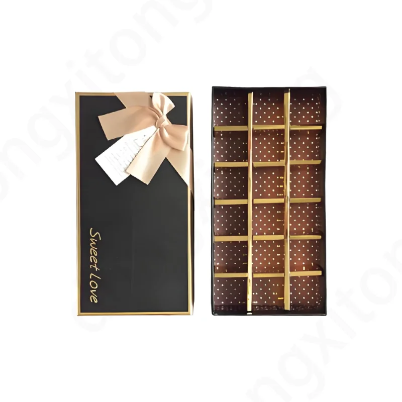 Hot Sale Premium Bow Pink Gift Box Elegant Cardboard Paperboard UV Cushion Pads Creative 18 Grid Fold Cookie Chocolate Food