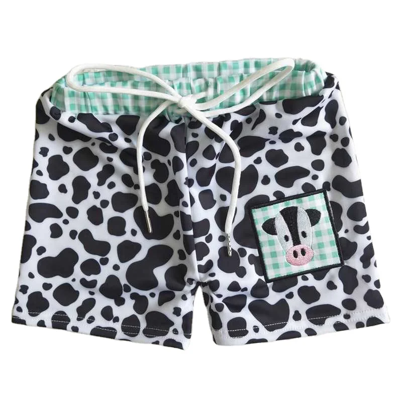 New Summer Fashion Hot Sale Baby Boys Embroidered bull head leopard print Swimming Trunks Boutique Wholesale Children Shorts