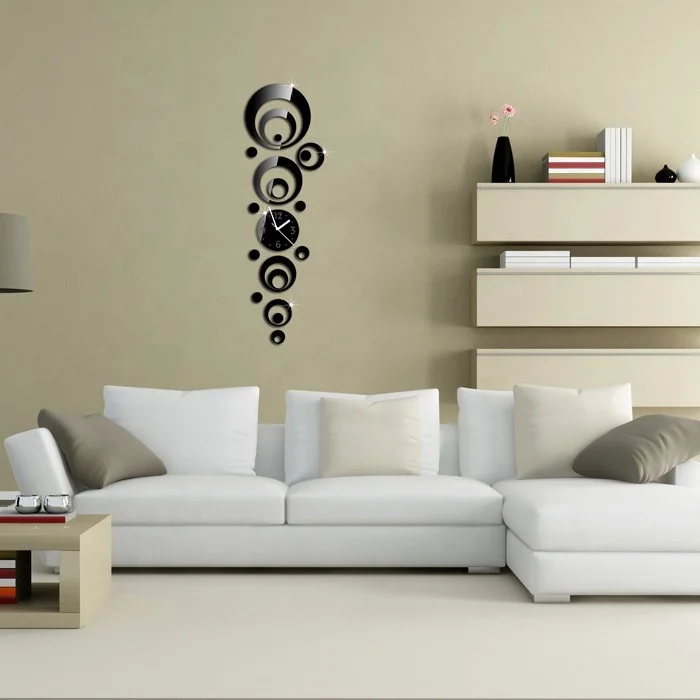 Винтажные модные зеркальные настенные часы 3D «сделай сам», декор для гостиной, настенные часы