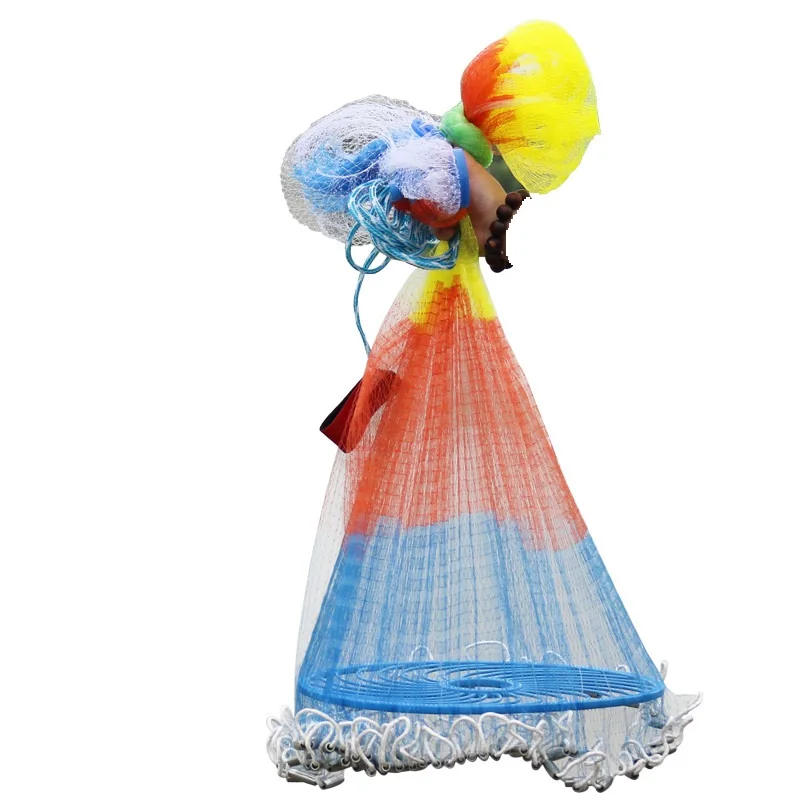 Hot Selling Rising Wholesale 8ft 10ft 12ft Monofilament Lead Pendant Quick Throw Drawstring Nylon Fishing Cast Net