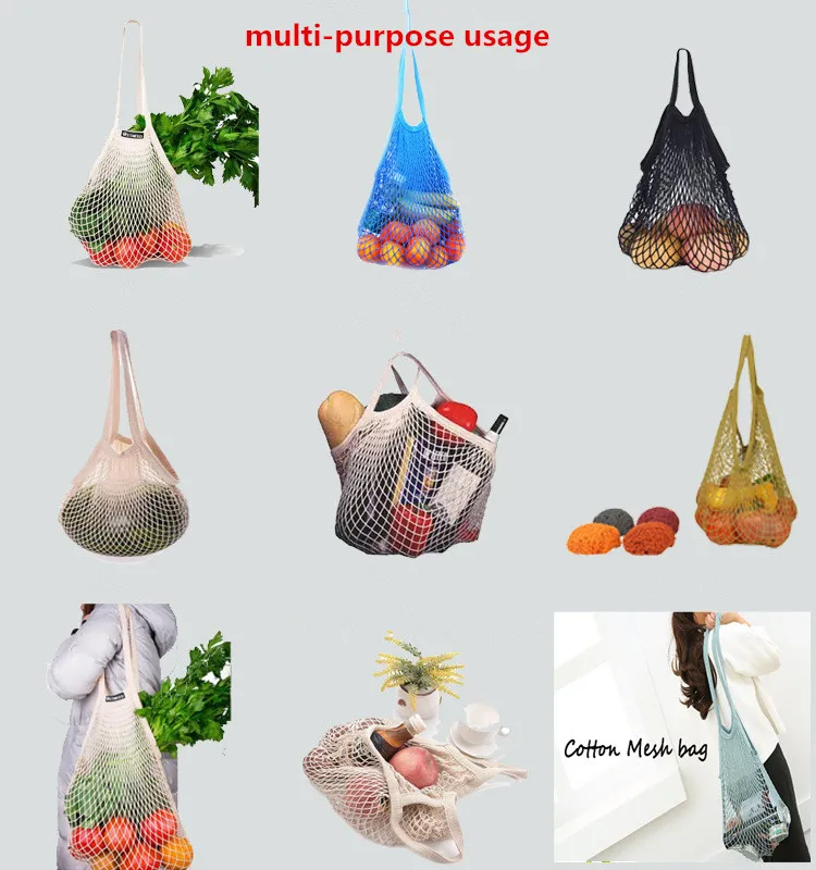 GOTS Organic Custom Biodegradable Reusable Canvas Shopping Net Tote Cotton Mesh Pouch Bag With Drawstring