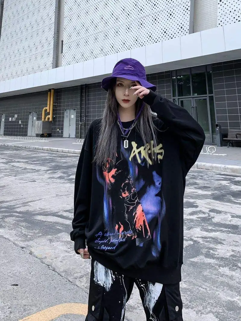 Wholesale 2023 Loose Round Neck Sweatshirts Street fashion Unisex Sports Casual Long-sleeved Bottoming Shirts