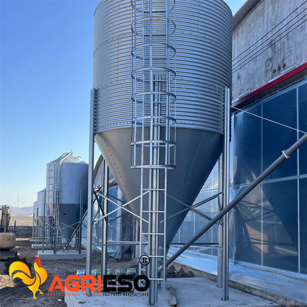Agrieso AGS36-2 layers 21 Ton Poultry Chicken Farm Barn Feed Silo Storage Bin Hot Galvanized Fresh Food Keep Poultry Silo