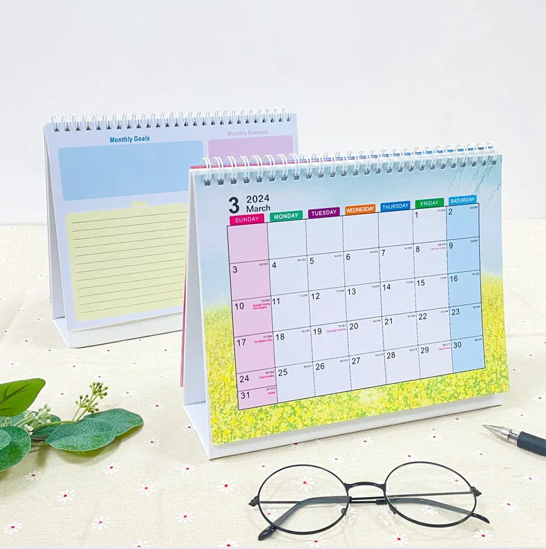 Wholesale 2025-2025 18 Monthly Custom Printing Design Calendar Desk Tablet Calendar with Logo