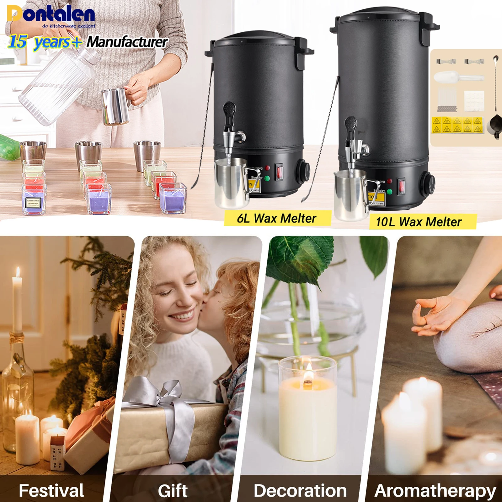 Factory Wholesale 6l Christmas Melter Wax Make Candles Set  Home Electric Fireplace Wax Melter Candle Making Kit For Business