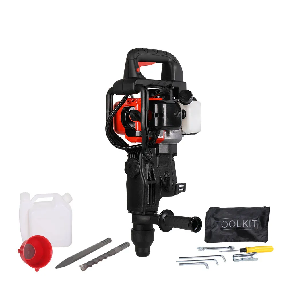 Heavy duty 2 stoke mixed fuel gasoline rock breaker impact petrol hammer concrete granite drilling machine