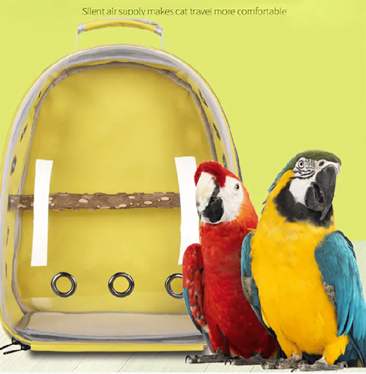 hot sale parrot carrier bag bird travel backpack transparent with pepper wood cage for bird travel Panoramic Portable Breathable