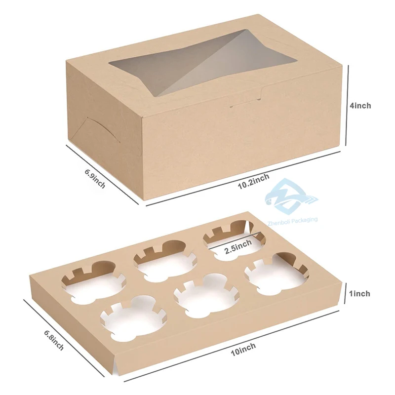 Wholesale Recycled Custom Printed  Take Away Kraft Paper Brown Craft Donut Cake Packaging Box