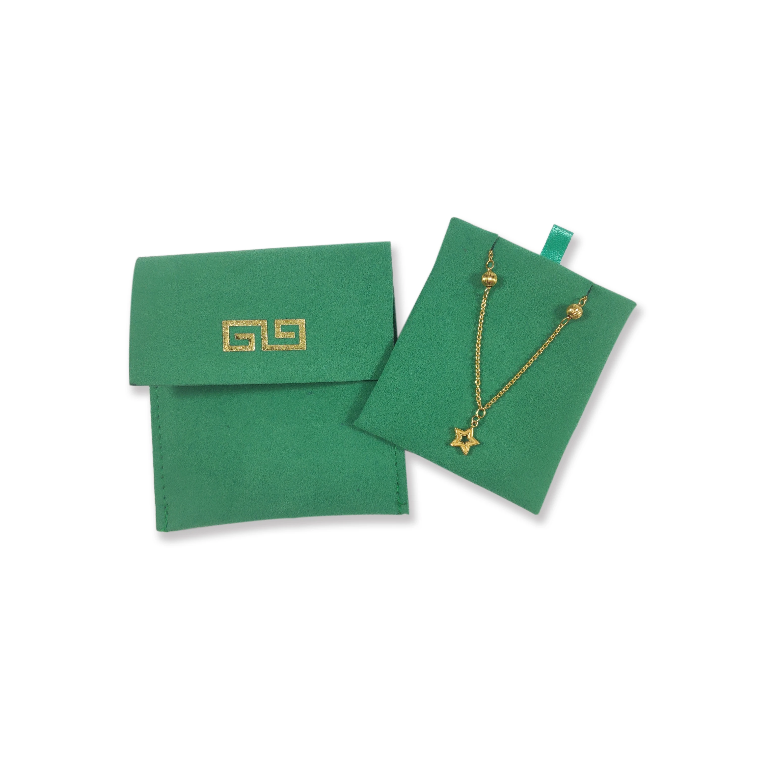 Blue Velvet Luxury Design Cardboard Inside Necklace Holder Custom Logo Hot Stamped Fabric Brand Jewelry Pouch With Divider