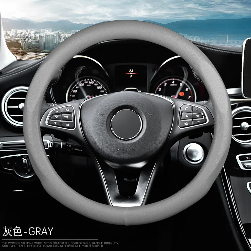 Comfortable Safe And Non-slip Custom Classic Genuine Leather Steering Wheel Cover