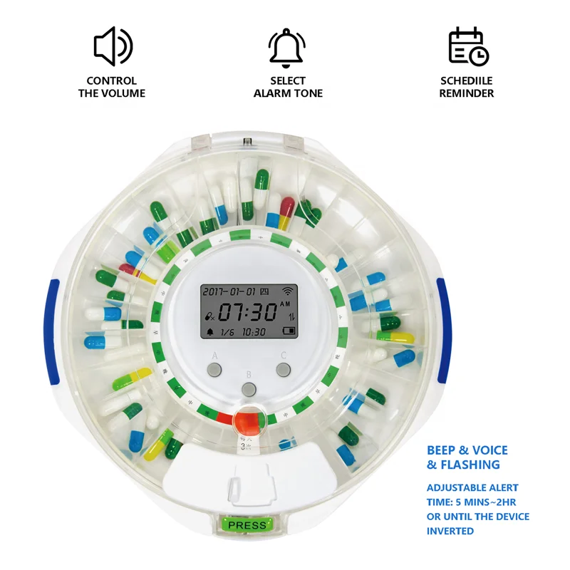 Smart WiFi Automatic Pill Dispenser 28-Day Medication Organizer Up to9 Doses Per Day for Care Monitoring Battery-powered version