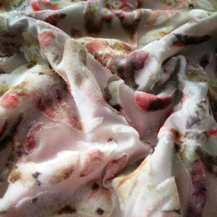 100 polyester beautiful flower ks embossed velvet fabric for women dress