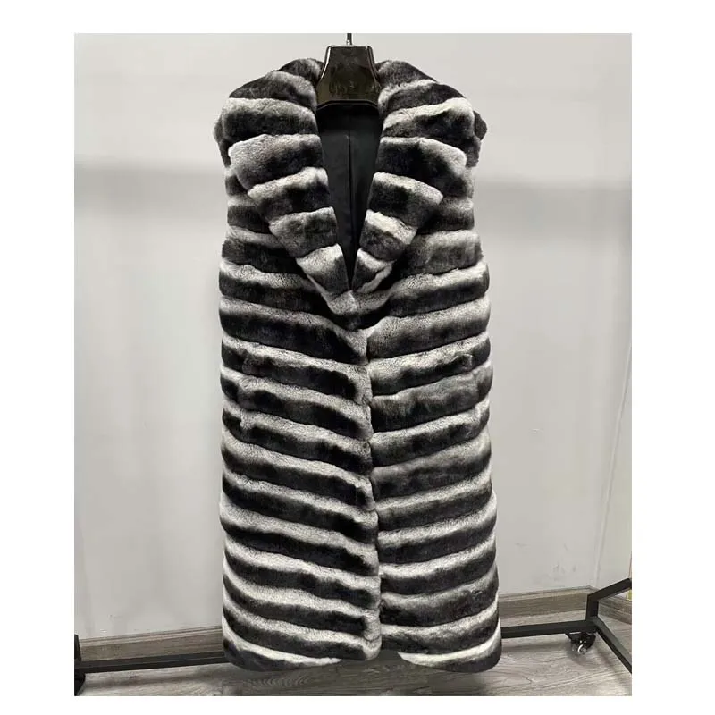 2023 Wholesale Fashion High Level Quality Winter Women Long Real Rabbit Fur Vest
