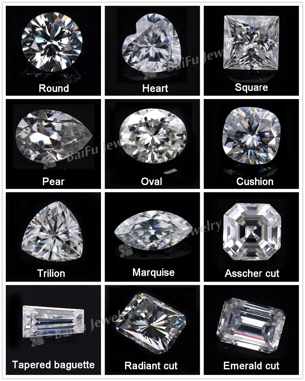  Baifu gems factory price 18K gold 1carat moissanite ring for