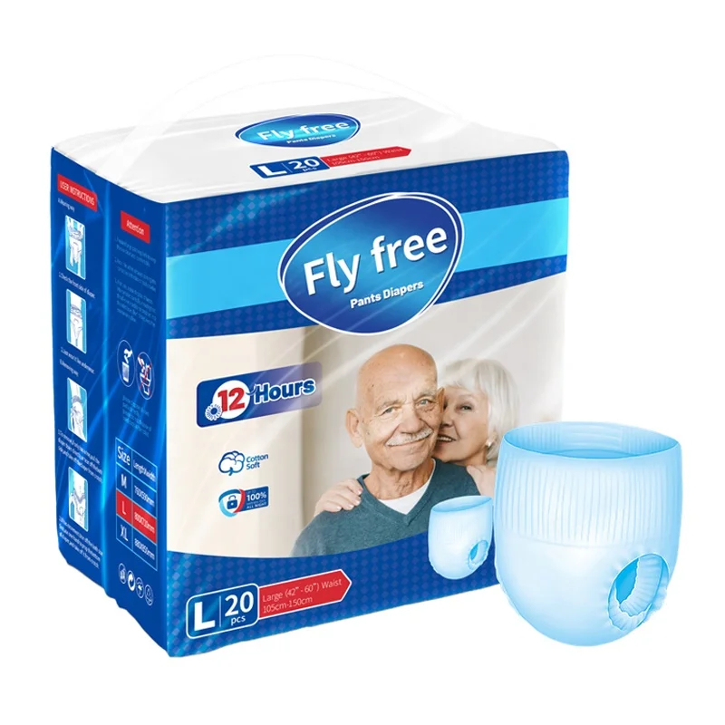 China Factory Wholesale Quality High Absorbent  Printed Unisex Disposable Adult Pants Diaper