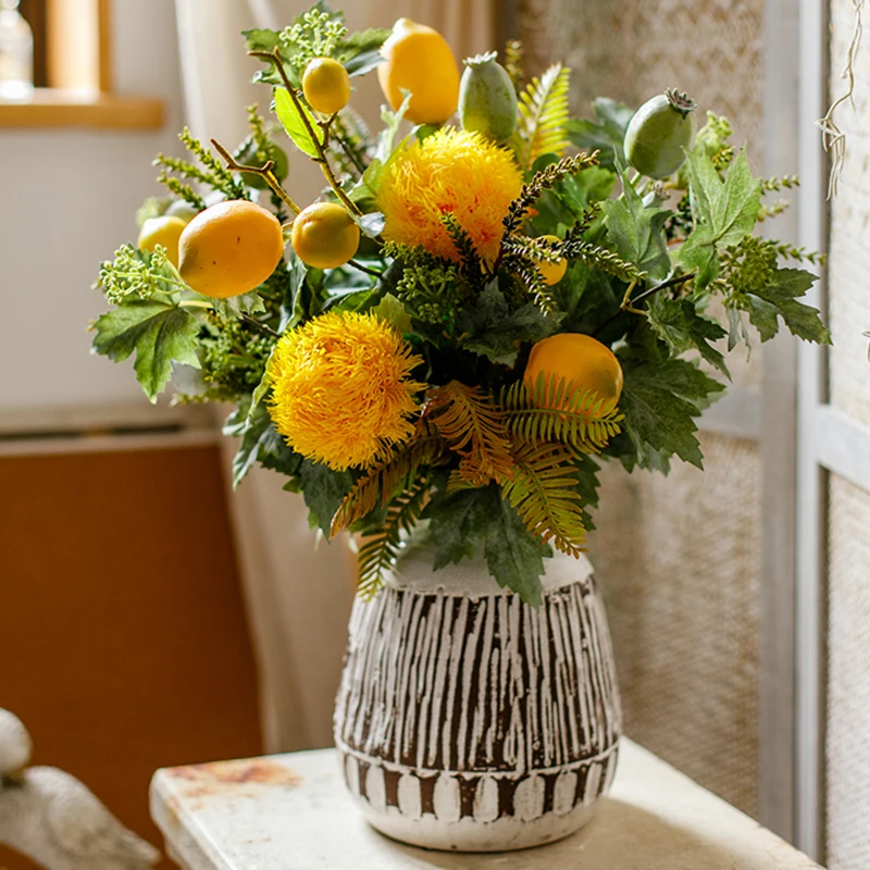 Lemon Branch Flower  Set Home Artificial  Decoration Flower Handmade Artificial Flower Bunch